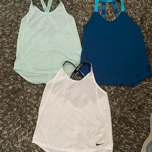 Nike Green and Blue Racerback Tank Tops lot of 3